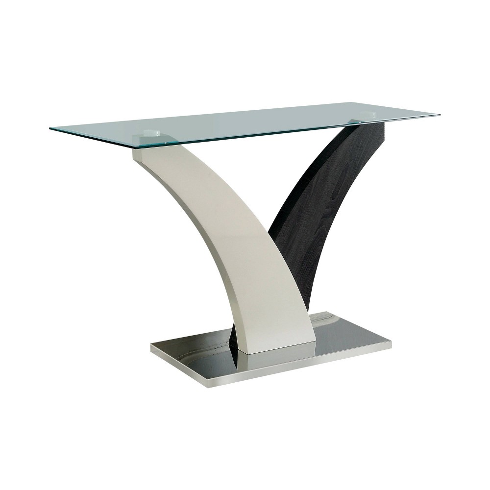 Photos - Coffee Table Niessa Contemporary Sofa Table White/Dark Gray/Chrome - HOMES: Inside + Ou