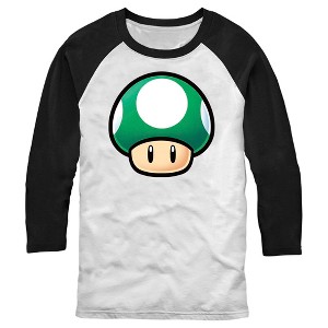 Men's Nintendo 1-Up Mushroom Portrait Baseball Tee - 1 of 4