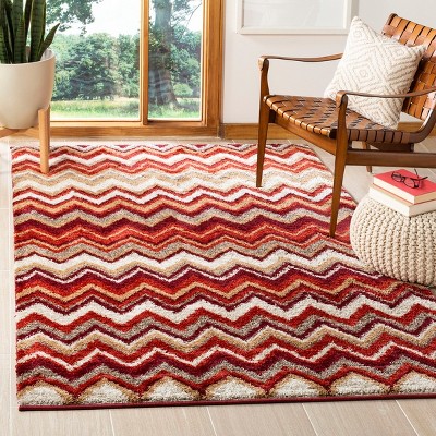 Tahoe Chevron Beige and Terracotta Synthetic Area Rug