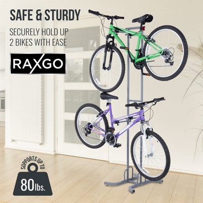 Freestanding Gray Metal Adjustable 2-Bike Storage Rack