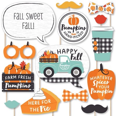 Big Dot of Happiness Happy Fall Truck - Harvest Pumpkin Party Photo Booth Props Kit - 20 Count