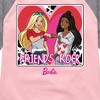 Girls' - Barbie - Friends Rock Shirt Tail Raglan Graphic T-shirt - 2 of 4