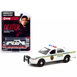 2001 Ford Crown Victoria Police Interceptor White "Miami Metro Police Dept." "Dexter" TV Series 1/64 Diecast Car by Greenlight