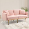 VYNXARIA Velvet Sofa ,Accent sofa,loveseat sofa with metal feet,White Teddy - 2 of 4