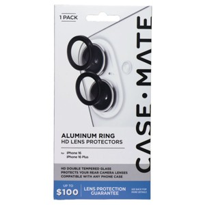 Case-Mate Aluminum Ring HD Lens Protectors for iPhone 16 and 16 Plus - Black - 1 of 1