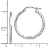 Black Bow Jewelry 2mm x 25mm 14k White Gold Satin & Diamond-Cut Round Hoop Earrings - 4 of 4