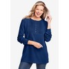 Woman Within Women's Plus Size Washed Thermal Lace Bib Henley Tee - 4 of 4