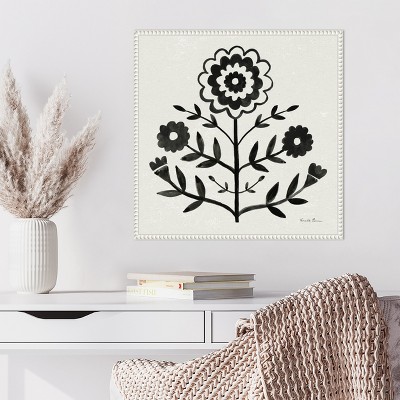 Black and White Botanic-Inspired Framed Canvas Wall Art