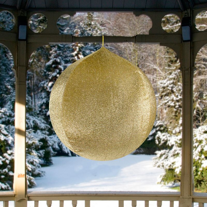 Northlight Tinsel Inflatable Christmas Ball Ornament Outdoor Commercial Decoration - 27.5" - Gold, 2 of 4