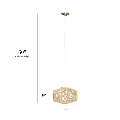 Natural Beige Rattan Round Pendant Ceiling Light