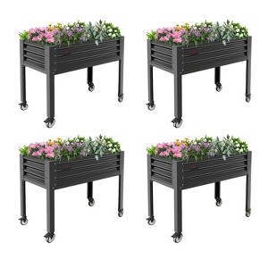 Anybear Galvanized Raised Garden Bed with Legs,48x24x35" Elevated Planter Box on Wheels with Drainage Holes, 600lb Capacity - 1 of 4