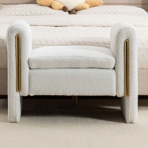 CAVINAS Storage Bench Ottoman with Storage Velvet Fabric Gold Metal Trim Strip - 1 of 4