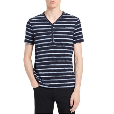 Calvin Klein Mens Striped Henley Shirt