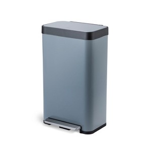 Home Zone Living 19 Gallon Large Kitchen Trash Can with Soft Close Lid, Liner-Free Stainless Steel Body, Matte Blue - 1 of 4