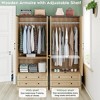 Brafab 71" Modern Functional Armoire Wardrobe Closet with Adjustable Shelf and Hanging Rail, 2 Wide Drawers,beige - 4 of 4