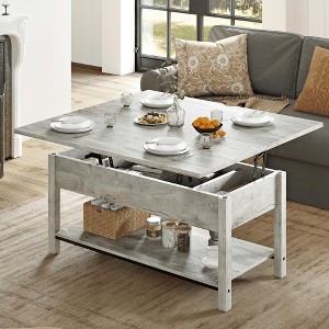WOWLIVE Lift Top Coffee Table with Hidden Compartment and Storage Shelf, Rectangular Center Table for Living Room - 1 of 4