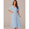 Seta T Women's Boho Ruffle Short Sleeve V Neck Swiss Dots Tiered Midi Dress - 3 of 4