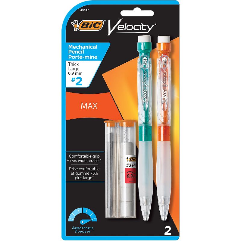 BIC Velocity Max Mechanical Pencil 0.9mm 2/Pack (MPMX9P21-BLK) 2729937, 1 of 6