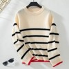 Women's Crewneck Color Block Striped Sweater Long Sleeve Knit Pullover for Fall and Winter - 4 of 4