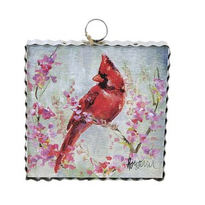 Round Top Collection Spring Cardinal Mini Print  -  One Print 7.0 Inches -  Cardinal Flowers  -  S22083  -  Wood  -  Red - 1 of 3