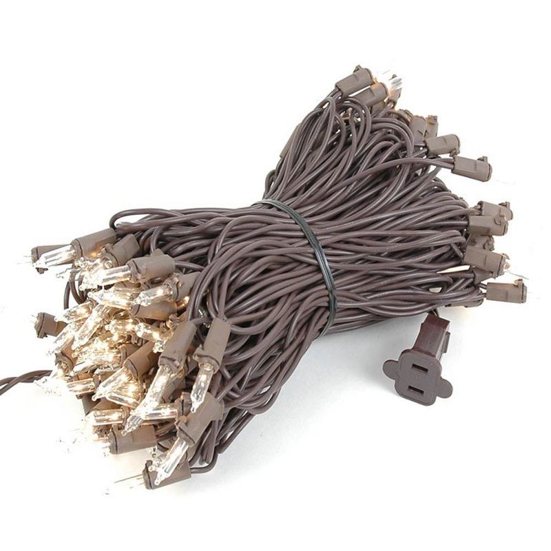 Novelty Lights 100 Light Incandescent Mini Christmas String Lights Brown Wire 50 Feet, 1 of 8