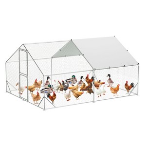 Large Metal Chicken Coop Upgrade Tri-Supporting Wire Mesh,Walk-in Poultry Cage,Waterproof & Anti-Ultraviolet Cover & Lockable Doors for Outdoor - 1 of 4