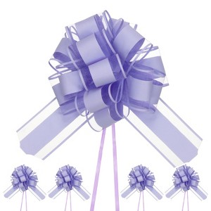 Unique Bargains Plastic Flower Ribbon Satin Gift Bow Pull Bows 12 Pcs - 1 of 4