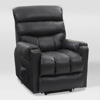 Dallas Power Lift Assist Leather Gel Recliner Black - CorLiving