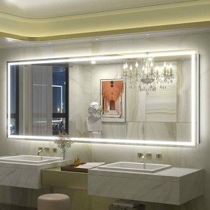 Apmir Super Bright Front & Back LED Lighted Anti-Fog Tempered Glass Bathroom/Vanity Mirror with ETL & 3-Year Warranty - 1 of 4