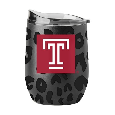 NCAA Temple Owls 16oz Black Leopard Stainless Steel Wine Tumbler