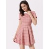 Allegra K Women's Plaid Grid Peter Pan Collar Contrast A-line Dresses - 3 of 4