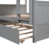 NicBex Full over Full Bunk Bed Convertible Pine Frame Triple Bed Frame with Scroll Wheels, Guardrails and Ladder, No Box Spring Required - 4 of 4