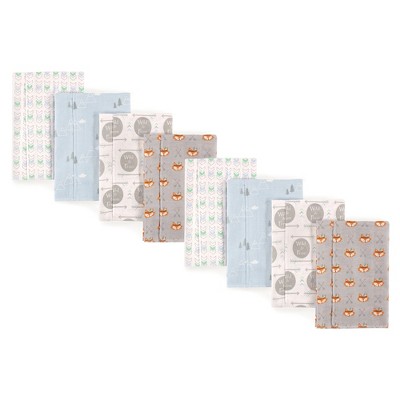 Image of Luvable Friends Unisex Baby Cotton Flannel Burp Cloths, Wild Free 8-Piece, One Size