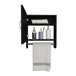 SEVOBAL Bathroom Storage Cabinets 19.7 High Mirror Medicine Cabinets with Towel Rack for Bathroom Kitchen, Black, 20.3"*18.4"*2.4" - 1 of 4
