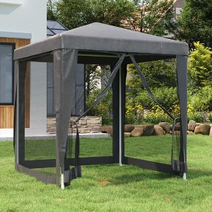 Party Tent with 4 Mesh Sidewalls Blue 6.6'x6.6' HDPE vidaXL - 1 of 4