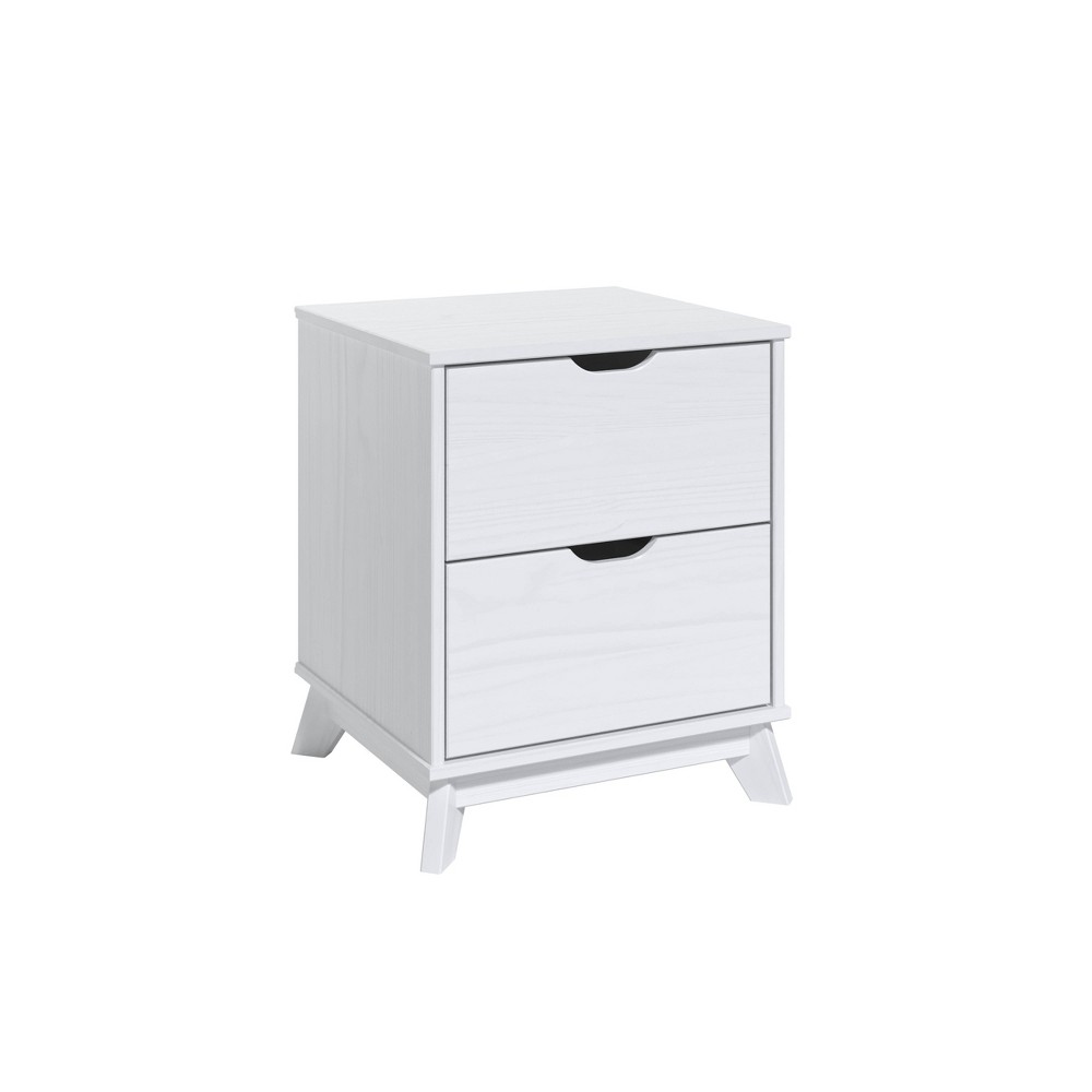 Photos - Bedroom Set Pensy Solid Wood Mid-Century Modern 2 Drawer Nightstand White - Powell