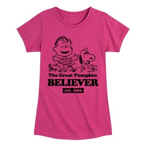 Girls' - Peanuts - The Great Pumpkin Believer Fitted Short Sleeve Graphic T-Shirt - 1 of 4