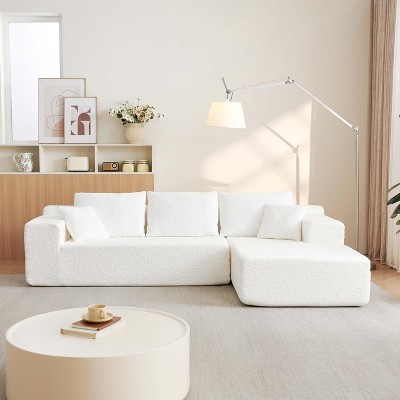 GDFStudio Alaric 103.54" Modern 3-Seater L-Shaped Chenille Upholstered Sectional Sofa with 5 Pillows
