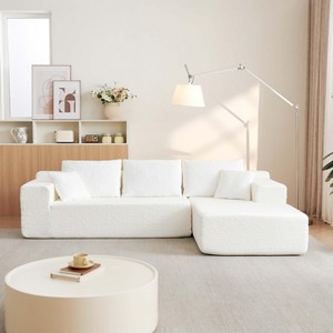 GDFStudio Alaric 103.54" Modern 3-Seater L-Shaped Chenille Upholstered Sectional Sofa with 5 Pillows - 1 of 4