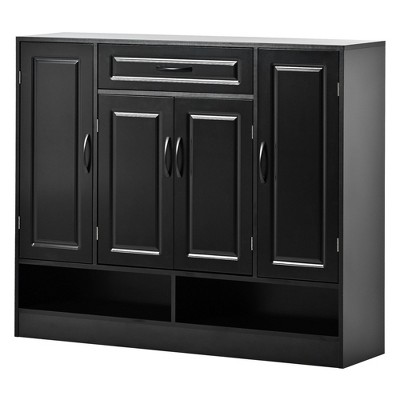 NicBex Shoe Cabinet with Adjustable Shelves and Metal Handles,Freestanding Shoe Storage Organizer with Open Storage for Entryway,Hallway