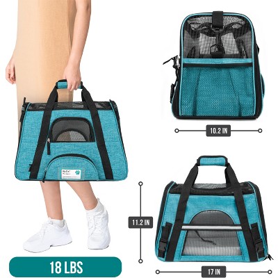 Heather Blue Soft Sided Medium Pet Carrier with Ventilation
