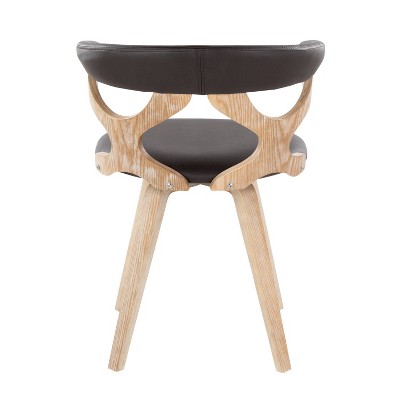 High Brown Faux Leather Swivel Side Chair with Wood Legs