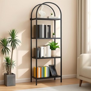 Coucheta 4/5 Tier Arched Bookshelf, Industrial Bookcase with Metal Frame, Open Storage Shelf for Living Room, Bedroom & Office - 1 of 4