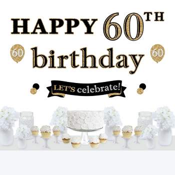 Big Dot of Happiness Adult 60th Birthday - Gold - Peel and Stick Birthday Party Decoration - Wall Decals Backdrop