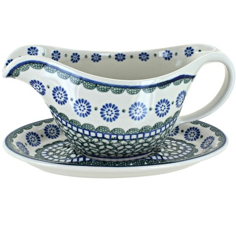 Bruntmor 20 Oz Ceramic Gravy Boat With Tray, Blue : Target