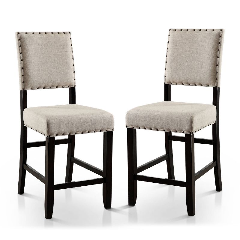 2pk Eliza Button Tufted Counter Height Barstool Black/Beige - HOMES: Inside + Out, 1 of 6