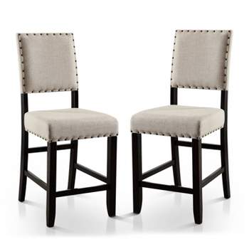 2pk Eliza Button Tufted Counter Height Barstool Black/Beige - HOMES: Inside + Out