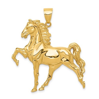 Black Bow Jewelry 14k Yellow Gold Large Prancing Horse Pendant
