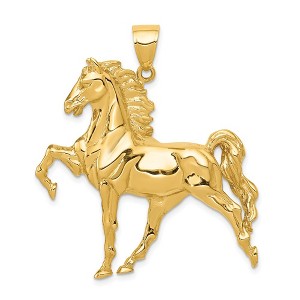 Black Bow Jewelry 14k Yellow Gold Large Prancing Horse Pendant - 1 of 4