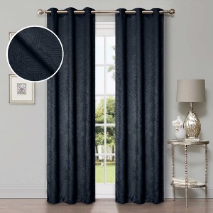 Modern Geometric Waves Room Darkening Semi-Blackout Curtains, Set of 2 by Blue Nile Mills - 1 of 4